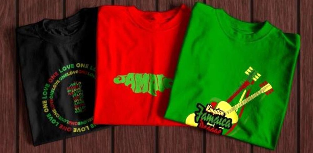 picture showing t-shirts branded jamaica